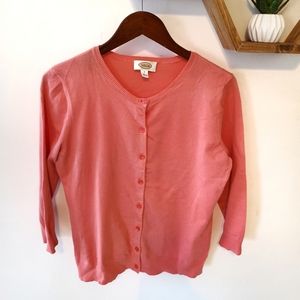 Talbots pink cardigan sweater small button down